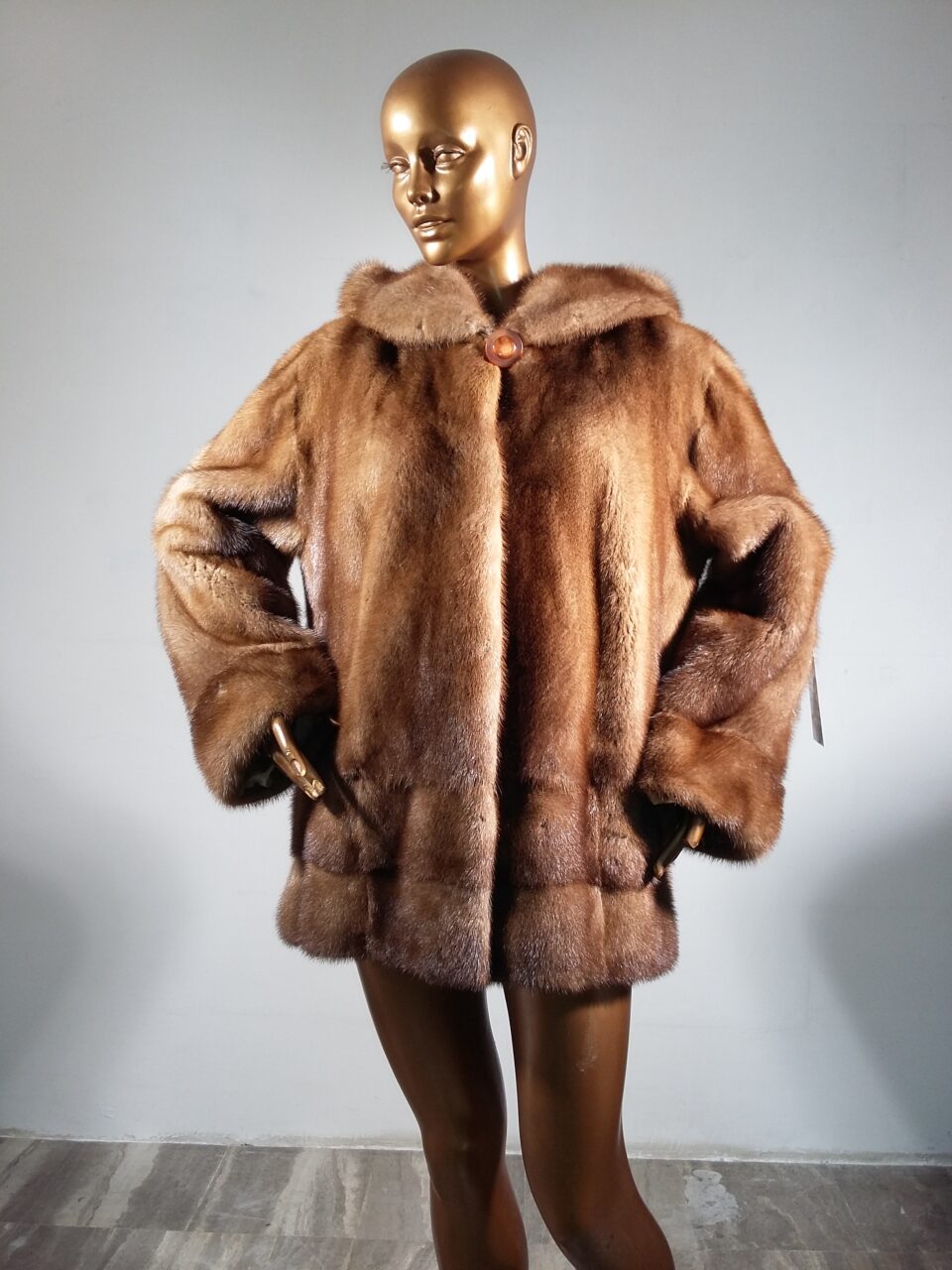 Real Fur Pastel Mink Fur Jacket with Hood