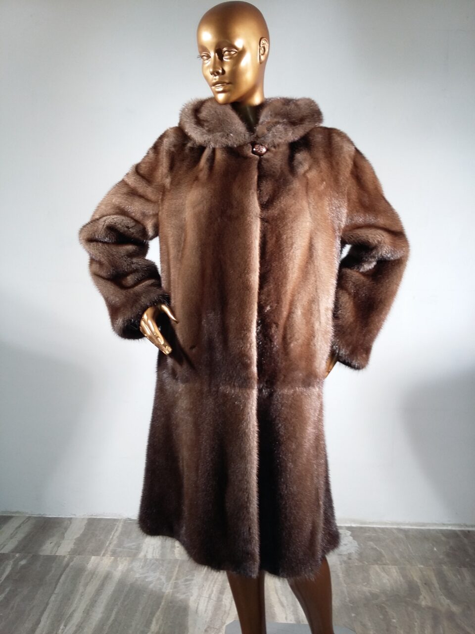 Real Fur Pastel Mink Fur Coat with Hood