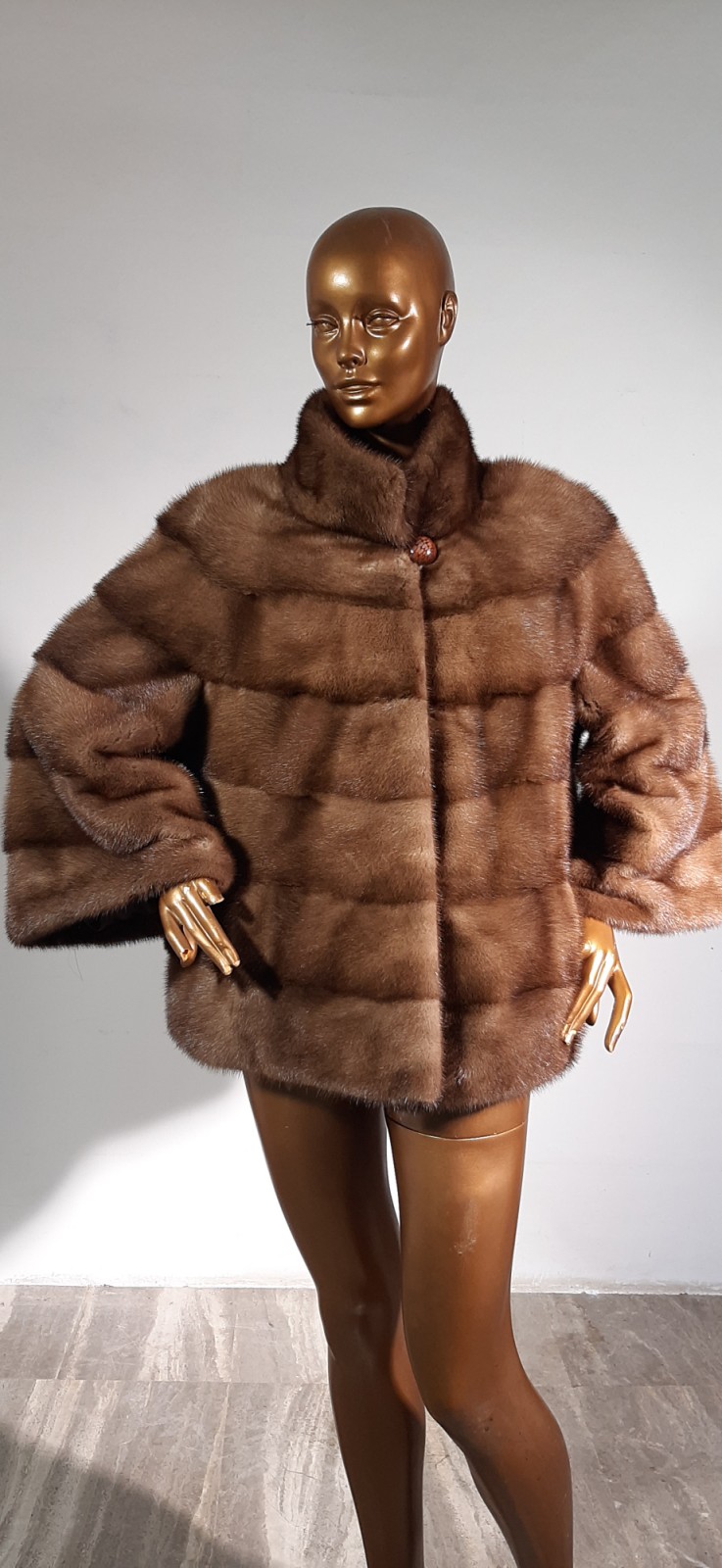 Real Fur Pastel Mink Fur Jacket with Collar Style Horizontal