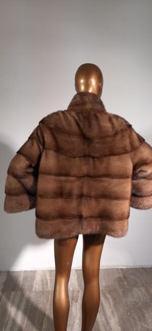 Real Fur Pastel Mink Fur Jacket with Collar Style Horizontal