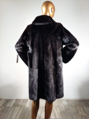 Real Fur Black Mink Fur Coat with Collar